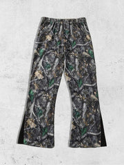 Men'S Tree Camo Print Drawstring Waist Flare Leg Pants, Regular Fit Casual Pocket Trousers for Daily Wear, Men'S Bottoms for All Seasons Y2K